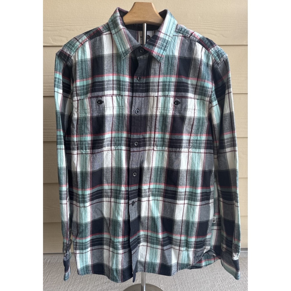 Men's The North Face Arroyo Lightweight Flannel Size Medium Black Mint Green